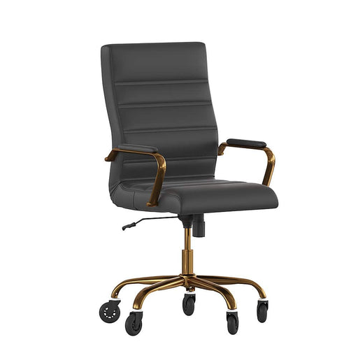 Alamont Home - Executive Chair on Skate Wheels - Black LeatherSoft/Gold Frame