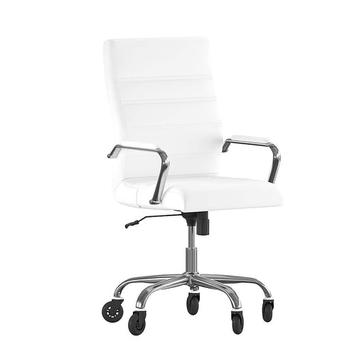 Alamont Home - Executive Chair on Skate Wheels - White LeatherSoft/Chrome Frame