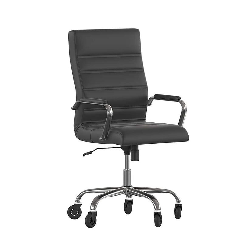 Alamont Home - Executive Chair on Skate Wheels - Black LeatherSoft/Chrome Frame