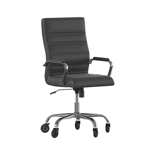 Alamont Home - Executive Chair on Skate Wheels - Black LeatherSoft/Chrome Frame