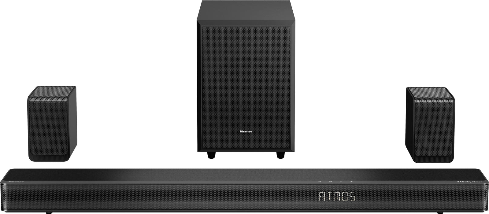 Hisense - 5.1.2 Dolby ATMOS  Soundbar with Wireless Rear Satellite Speakers  Wireless Subwoofer - Black