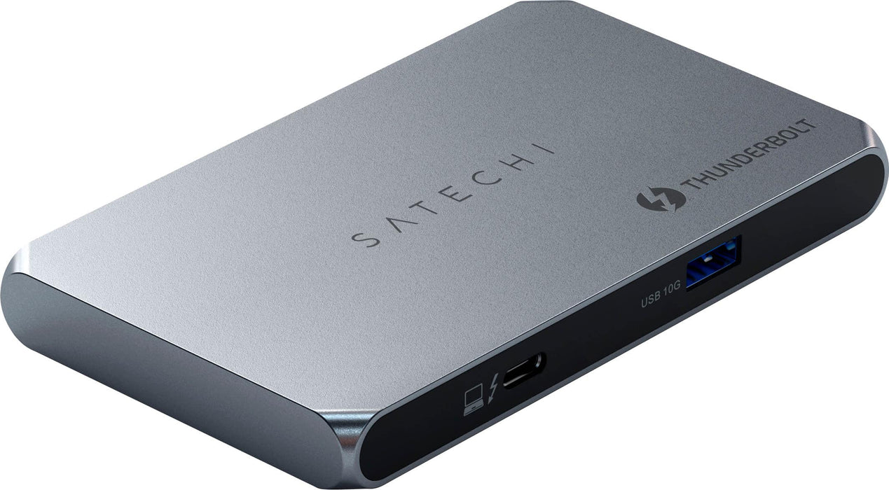 Satechi - Thunderbolt 4 Slim Hub - 5-in-1 Dock- USB-C 60W Single 8k or Dual 4K Display 4 Thunderbolt 4 Ports USB 3.2 Gen2 - Space Gray