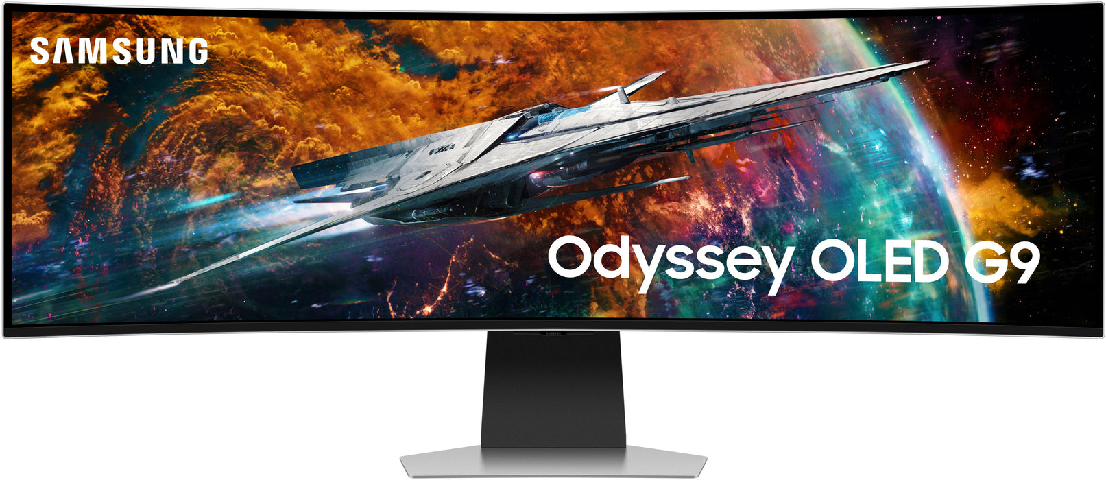 Samsung - 49" Odyssey OLED G9 (G95SC) DQHD 240Hz 0.03ms G-Sync Compatible Curved Smart Gaming Monitor - Silver