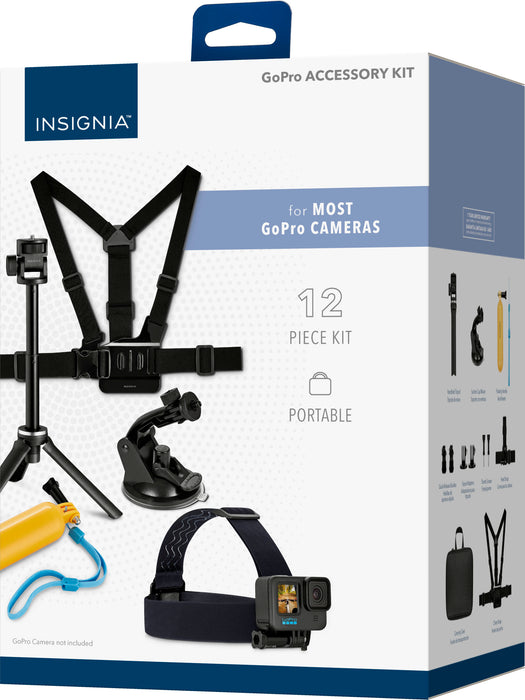 Insignia - 12-Piece GoPro Accessory Kit for Most GoPro Cameras