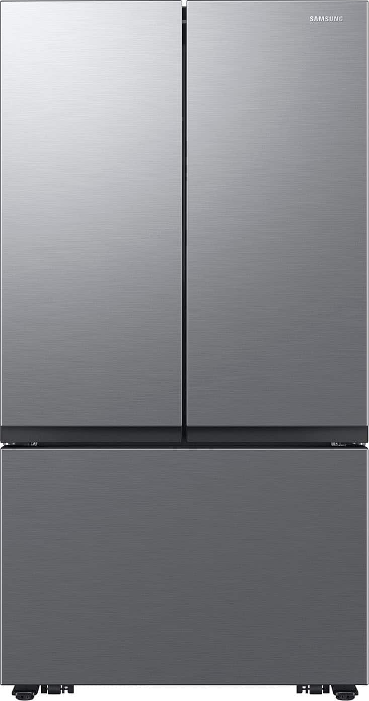 Samsung - 27 cu. ft. 3-Door French Door Counter Depth Smart Refrigerator with Dual Auto Ice Maker - Stainless Steel
