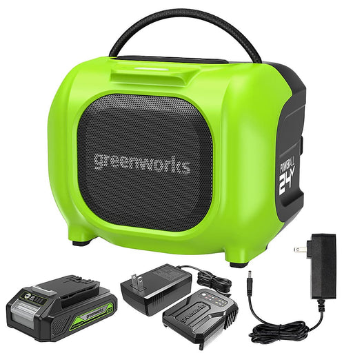 Greenworks - 24 Volt Battery Powered Bluetooth Speaker with 2.0Ah Battery  Charger - Green