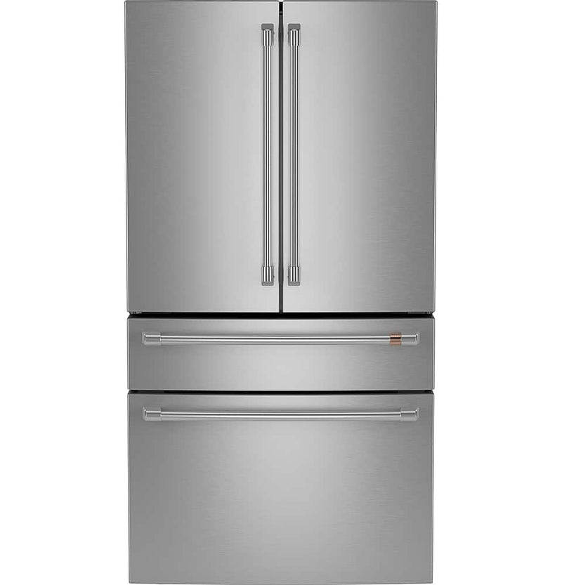 Caf - 36 in. Wide 28.7 Cu. Ft. 4-Door French Door Smart Refrigerator with Dual Dispense Autofill Pitcher - Stainless Steel