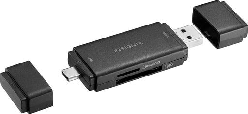 Insignia - USB-C/USB 3.0 to SD and microSD Memory Card Reader - Black