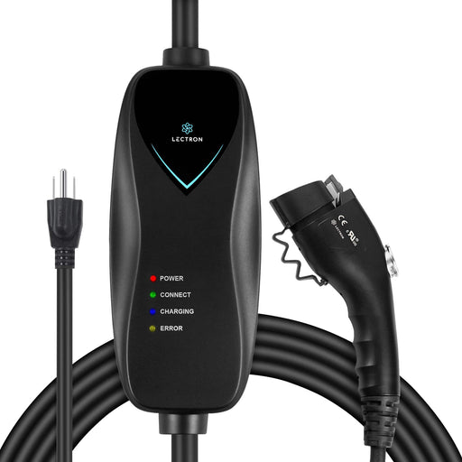 Lectron - Portable J1772 Level 1 NEMA 5-15 Electric Vehicle (EV) Charger-up to 15A-20' - Black