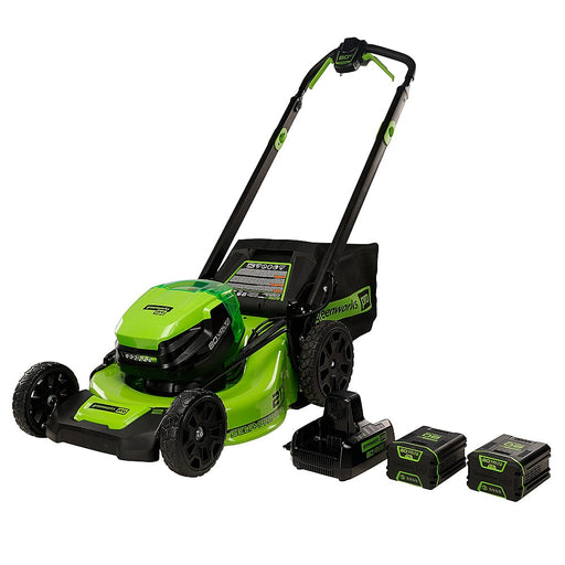 Greenworks - 80V 21 Cordless Self-Propelled Lawn Mower with (2) 4.0 Ah Batteries and Dual-Port Charger - Green