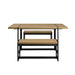 Walker Edison - Industrial Dining Set with 2 Benches - Coastal Oak