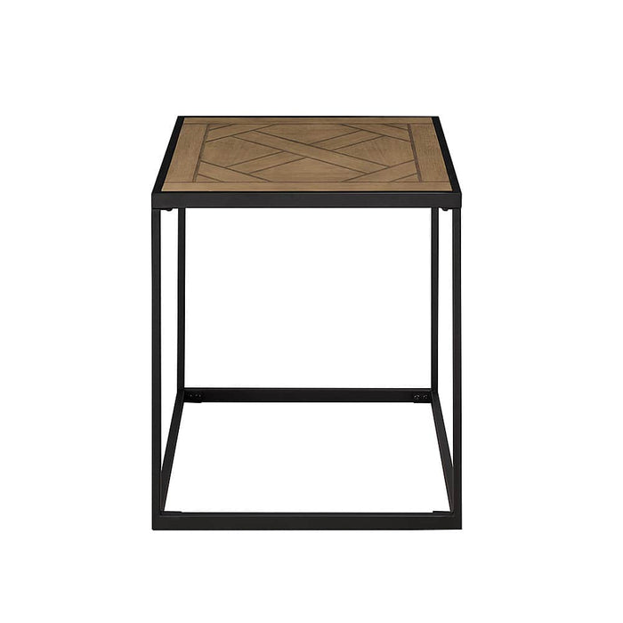 Walker Edison - Modern Parquet Square Side Table - Parquet Veneer