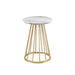 Walker Edison - Modern Round Cage-Leg Side Table - Faux White Marble