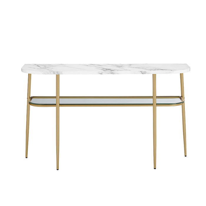 Walker Edison - Glam Mixed-Material Entry Table - Calacatta Marble