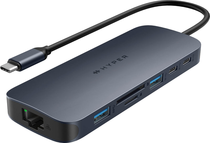 Hyper - HyperDrive Next 10 Port USB-C Hub 4K HDMI Ethernet 2 USB-C 2 USB-A microSD/SD travel dock for MacBook/PC - Midnight Blue