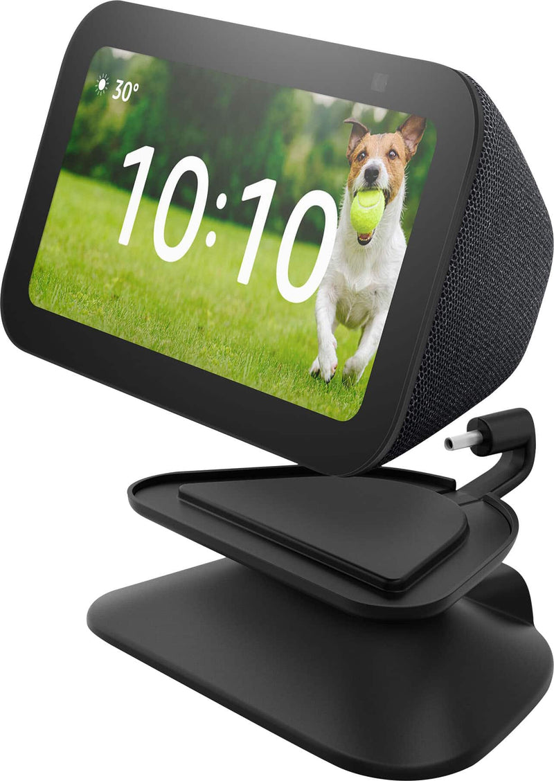 Amazon - Stand for Echo Show 5 (3rd Gen) - Adjustable stand with USB-C Charging Port (Echo Show not included) - Charcoal