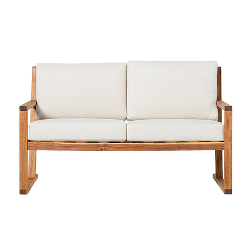 Walker Edison - Modern Solid Wood Slatted Outdoor Loveseat - Natural