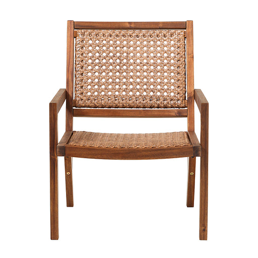 Walker Edison - Boho Solid Wood Outdoor Accent Chair - Dark Brown