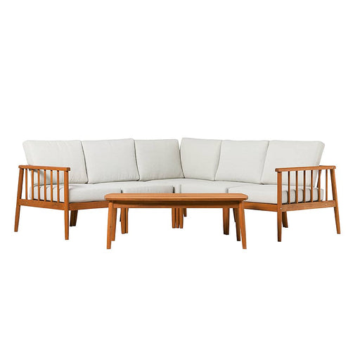 Walker Edison - Modern 4-Piece Outdoor Sectional Chat Set - Brown