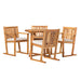 Walker Edison - Modern 5-Piece Acacia Wood Outdoor Dining Set - Natural