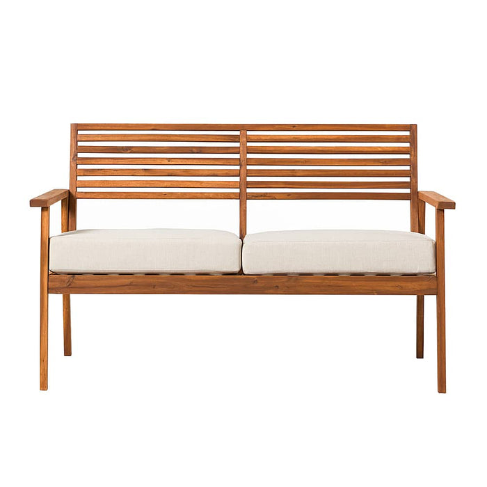 Walker Edison - Modern Acacia Wood Outdoor Loveseat - Brown