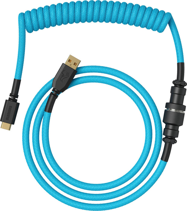 Glorious - Coiled USB-C Artisan Braided Keyboard Cable for Mechanical Gaming Keyboards - Electric Blue