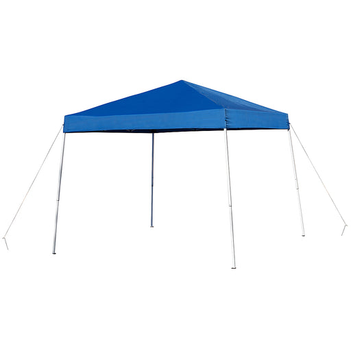 Flash Furniture - Harris 8'x8' Weather Resistant Easy Pop Up Slanted Leg Canopy Tent with Carry Bag - Blue