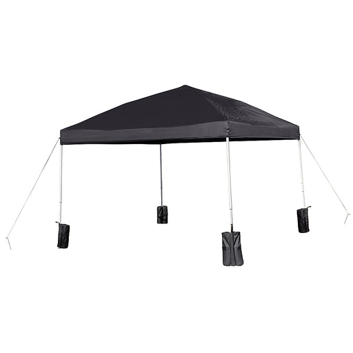Flash Furniture - Harris 10'x10' Pop Up Straight Leg Canopy Tent With Sandbags and Wheeled Case - Black