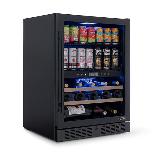 NewAir - 24" 24 Bottle  100 Can Wine and Bever Refrigerator with Splitshelf Adjustable Racks