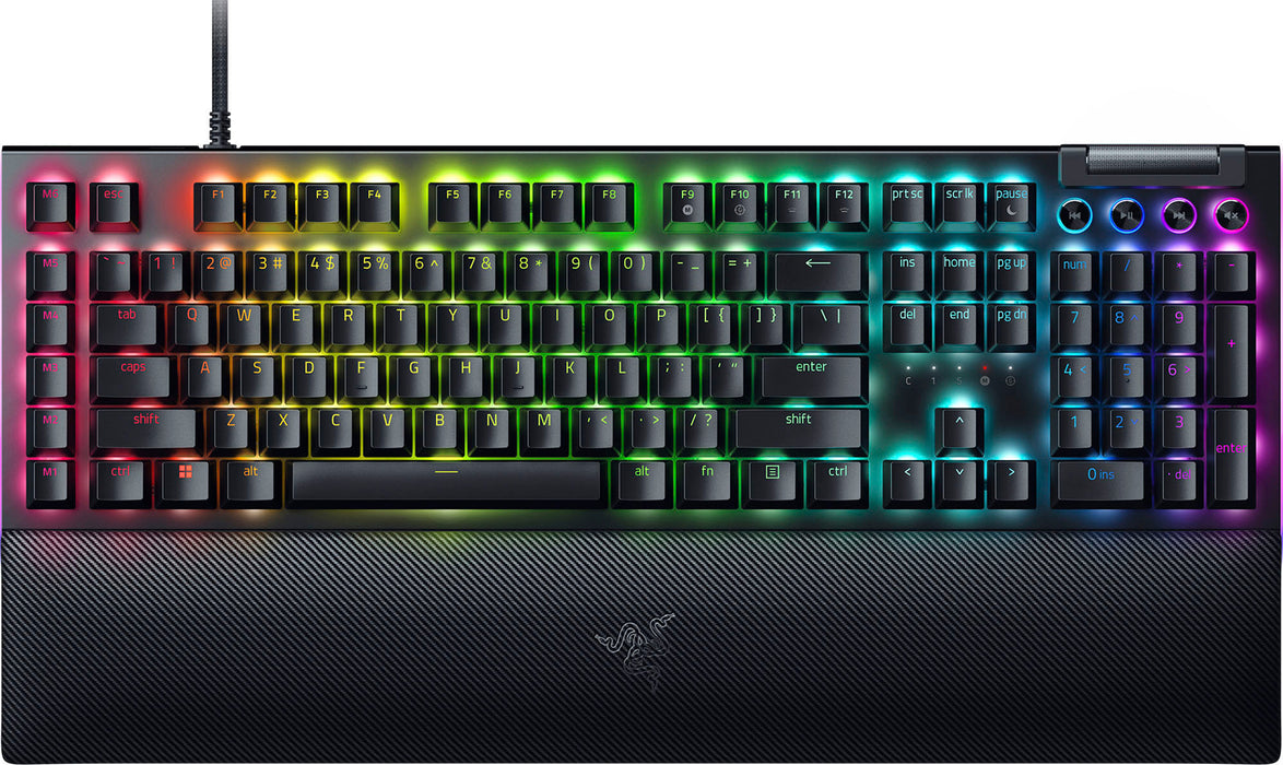 Razer - BlackWidow V4 Full Size Wired Mechanical Green Switch Gaming Keyboard with Chroma RGB - Black