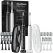 AquaSonic - Elite Duo Rechargeable Electric Toothbrush Set  ADA Accepted 5 Modes 2 Travel Cases 16 Brush Heads - White/Black