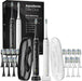 AquaSonic - Elite Duo - Rechargeable Electric Toothbrush Set - 2 Brushes 16 Brush Heads Wireless Travel Cases - White and Black