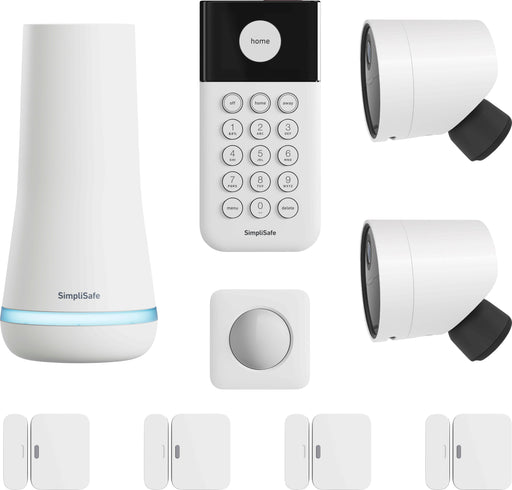 SimpliSafe - 2 Camera Outdoor Wireless Security System with 5 Sensors - White