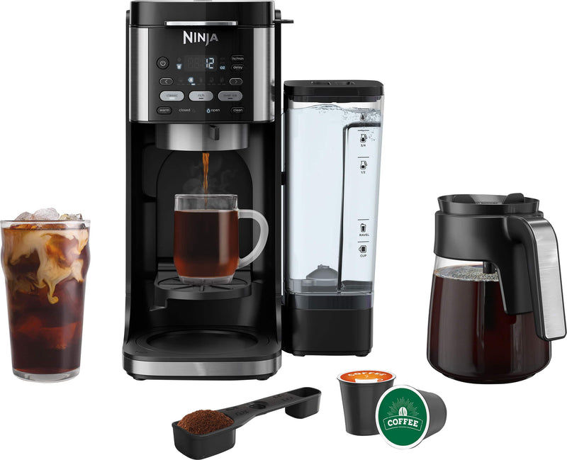 Ninja - DualBrew Hot  Iced Coffee Maker Single-Serve compatible with K-Cups  12-Cup Drip Coffee Maker - Stainless Steel