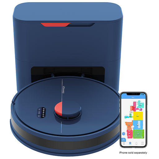 bObsweep - Dustin Self-Emptying Robot Vacuum and Mop with 100-day Dock and Patented Navigation Wi-Fi Connected - Navy