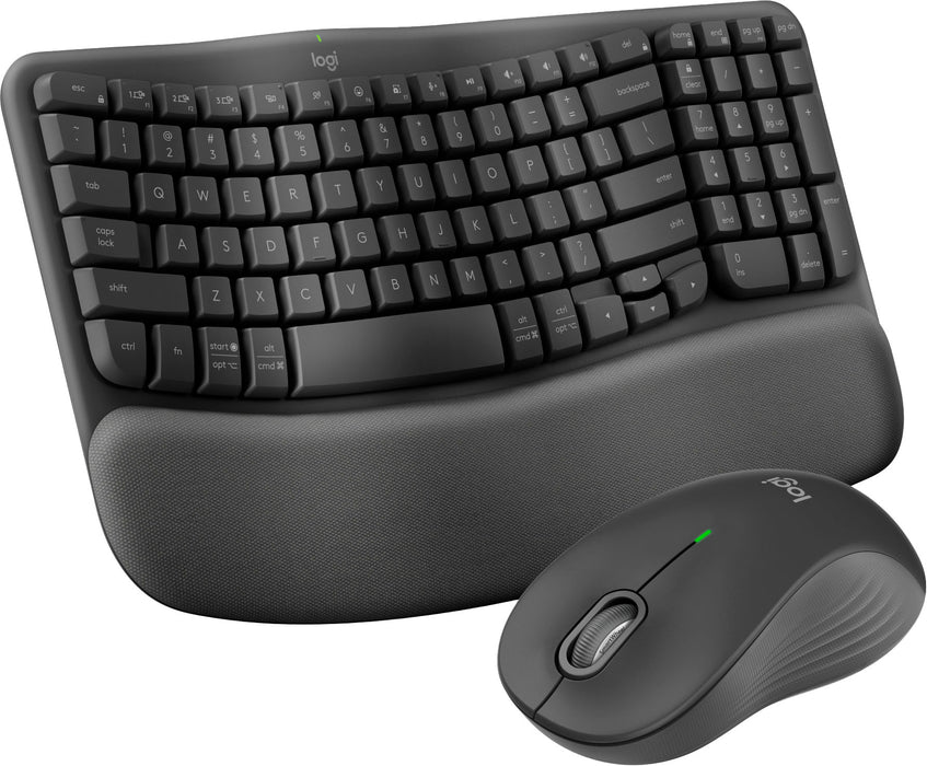 Logitech Wave Keys MK670 Combo Wireless Ergonomic Keyboard with Signature M550 L Wireless Mouse Graphite - keyboard and mouse set - QWERTY - US - graphite Input Device