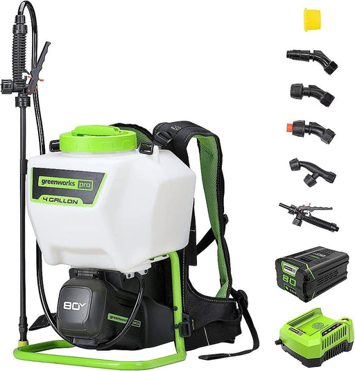 Greenworks - 80V 4 Gallon Backpack Sprayer with 2Ah Battery  Charger - Green