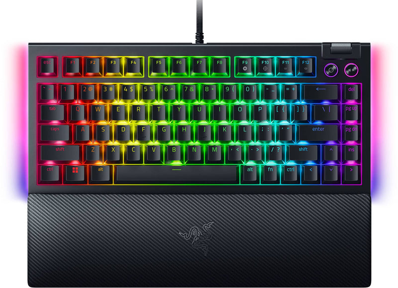 Razer - BlackWidow V4 75 Wired Mechanical Orange Switch Gaming Keyboard with Hot-Swappable Design - Black