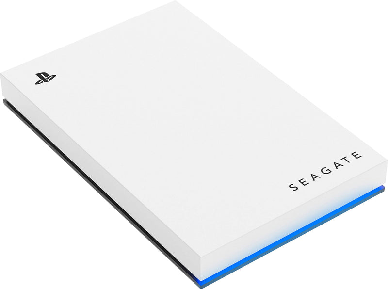Seagate - Game Drive for PlayStation Consoles 2TB External USB 3.2 Gen 1 Portable Hard Drive with Blue LED Lighting - White