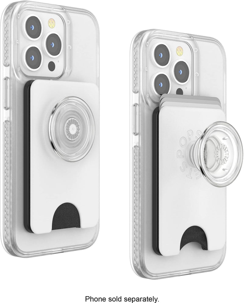 PopSockets - MagSafe PopWallet+ Cell Phone Wallet  Grip with Adapter Ring - White Clear