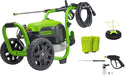 Greenworks - Electric Pressure Washer up to 3000 PSI at 2.0 GPM Combo Kit with short gun mitts and 15" surface cleaner - Green