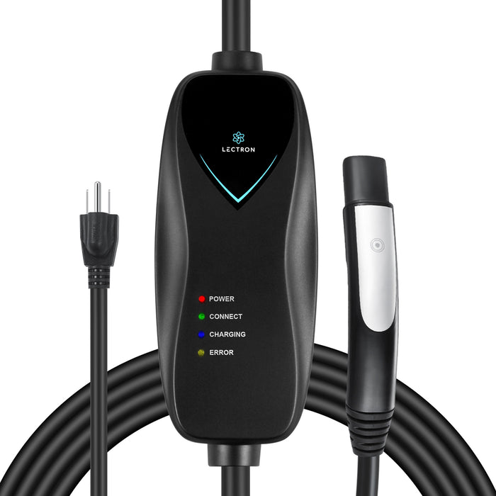 Lectron - Tesla Level 1 NEMA 5-15 Electric Vehicle (EV) Charger - up to 15A- 16' - Black