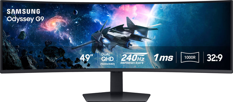 Samsung - 49" Odyssey 1000R Curved Dual QHD 240Hz 1ms FreeSync Gaming Monitor with HDR1000 (HDMI x2 DP USB) - Black
