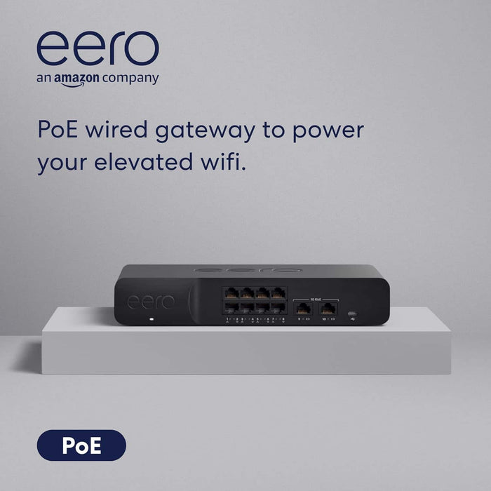 eero - PoE Gateway 10-port Wired Network Router and PoE Switch with 140W USB-C Power Adapter - Black