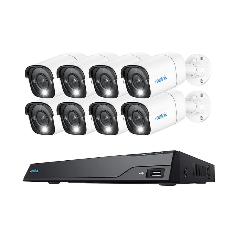 Reolink - 16-Channel 8 - Bullet Camera Indoor/Outdoor 4K+ 12MP PoE 4TB NVR Security Surveillance System - White