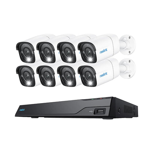 Reolink - 16-Channel 8 - Bullet Camera Indoor/Outdoor 4K+ 12MP PoE 4TB NVR Security Surveillance System - White