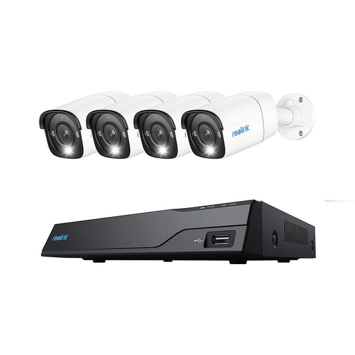Reolink - 12MP Security Camera System Outdoor 8CH 2TB NVR  4 PoE Wired Cameras with 2-Way Audio - White