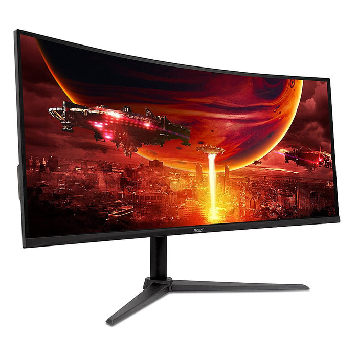 Acer - Nitro  34" LCD Curved QHD 180Hz 1ms FreeSync Gaming Monitor with HDR400 (DisplayPort HDMI) - Black