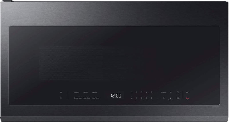 Samsung - 2.1 Cu. Ft. Over-the-Range Microwave with Sensor Cooking and Wi-Fi Connectivity - Matte Black Steel