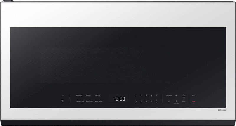 Samsung - Bespoke 2.1 Cu. Ft. Over-the-Range Microwave with Sensor Cooking and Wi-Fi Connectivity - White Glass